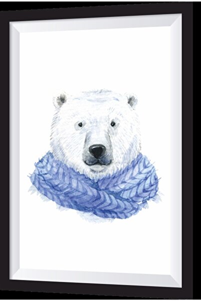 Hayat Poster Ursul cu eșarfă albastră cadru artistic aspect pictură din lemn