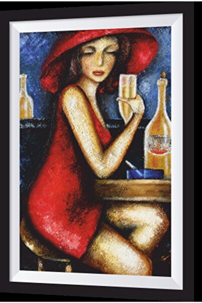 Hayat Poster Femeie pe un cadru artistic de bar Aspect pictură din lemn