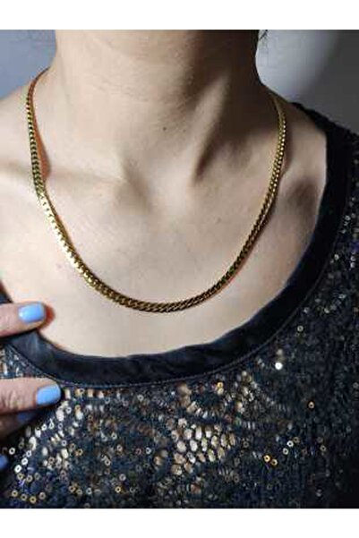 Elvinege Aksesuar Women's Italian Flat Chain Necklace