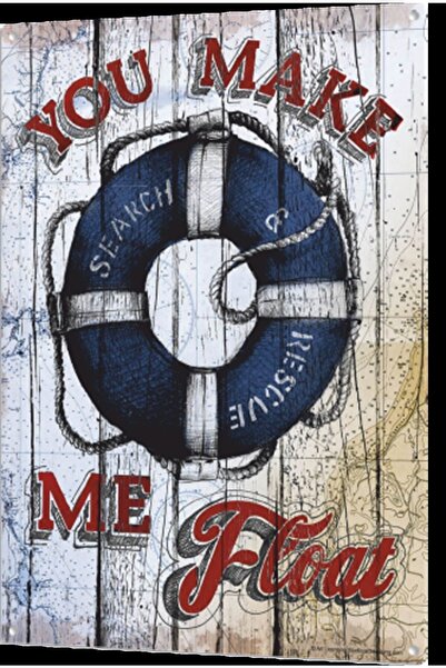 Hayat Poster Μίνι ρετρό ξύλινη αφίσα - Σύμβολο ναύτη, πλοηγός, γιοτ και σωσίβιο