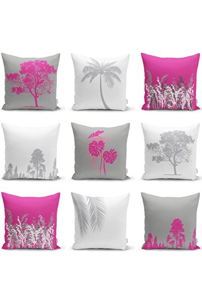 Realhomes Çift Taraflı Dekoratif Beyaz Zeminde Gri Ağaç Desenli Raşel Örme Kı...