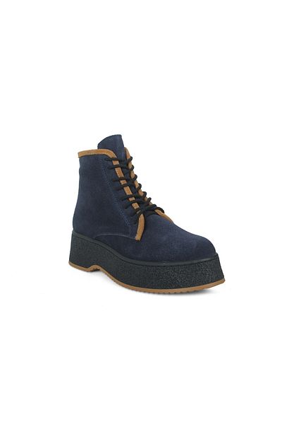KARVENSHOES Γυναικείες γνήσιες μπότες από σουέντ Navy Blue 10043