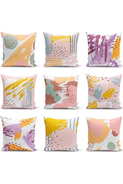 Realhomes Çift Taraflı Pembe Zemin Üzerinde Sulu Boya Beyaz Ve Mavi Çizimli Ö...