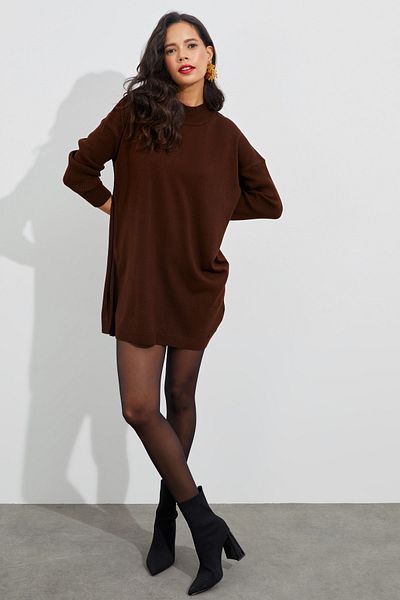 Cool & Sexy Braune Stricktunika für Damen YV110