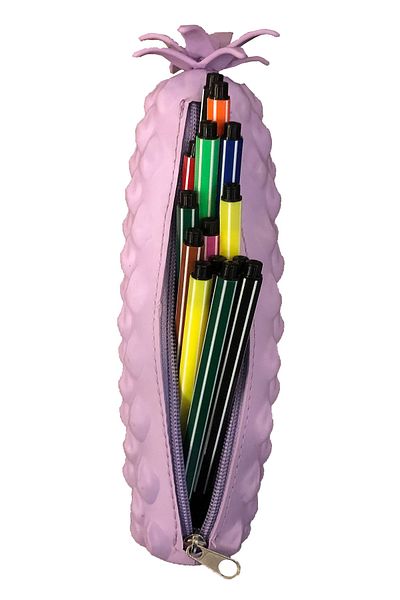 FLY COLOR Silicone Pineapple Figured Pencil Case Purple