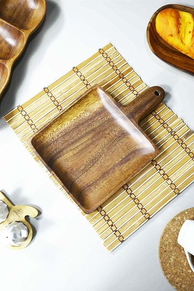 SepetçiBaba Vilma - Square Presentation Service with Acacia Holder