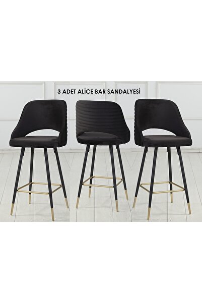 Pİ MOBİLYA 3 Adet Alice Ada Mutfak Ve Bar Sandalyesi - Silinebilir Babyface K...