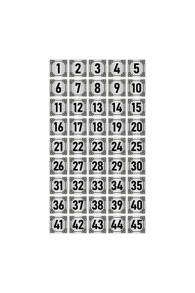 Özarslan Dizayn لافتة رقم خزانة طاولة باب معدني 3.5x3.5 سم لون فضي 45 قطعة (1...45)
