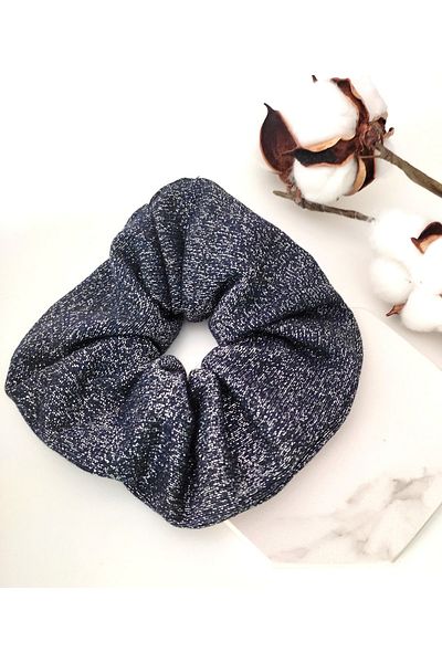 HALHALMILL Μπλε Navy Glittery Scrunchie Simit αγκράφα
