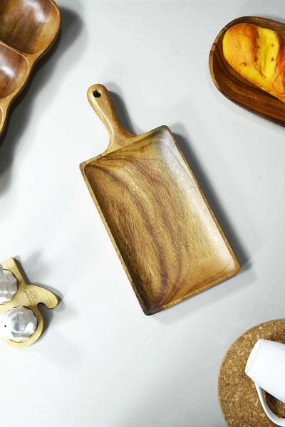 SepetçiBaba Ronja - Rectangular Presentation Service with Acacia Hold