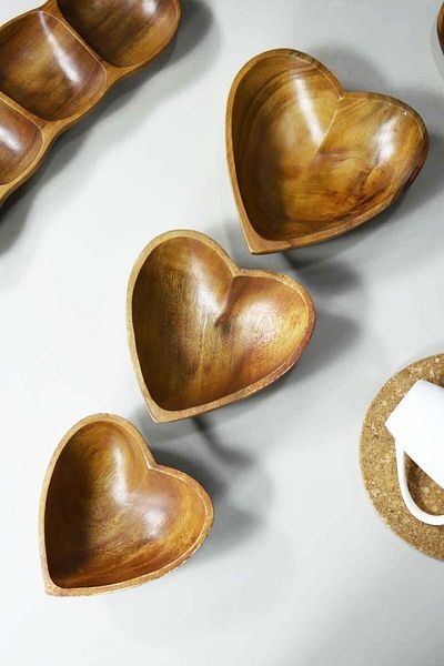 SepetçiBaba Emma Acacia 3-Piece Heart Bowl Set