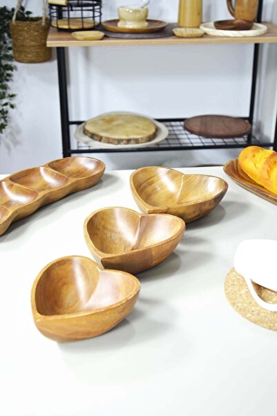 SepetçiBaba Emma Acacia 3-Piece Heart Bowl Set