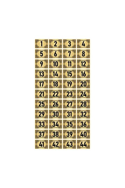 Özarslan Dizayn لافتة رقم خزانة طاولة باب معدني 3.5x5 سم لون ذهبي 44 قطعة (1...44)