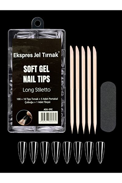 Ocean Express Protez Tırnak Uzatma Kiti, Soft Gel Poly Tips 5 Adet Portakal Çubuğu & 1 Adet Törpü