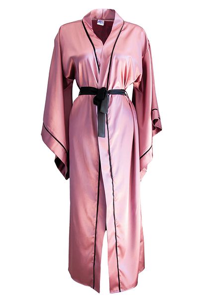 Mita Concept Σατέν κιμονό με μανίκια Dusty Rose