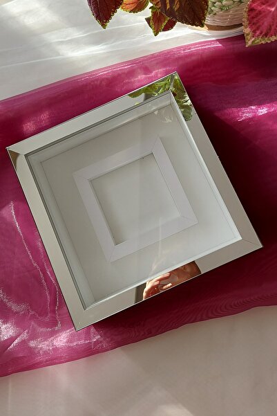 Verda Çerçeve 25x25 cm Rama de memorie Verda acoperita cu plexiglas argintiu cu sectiune foto - Rama de memorie cu adâncime de 6 cm