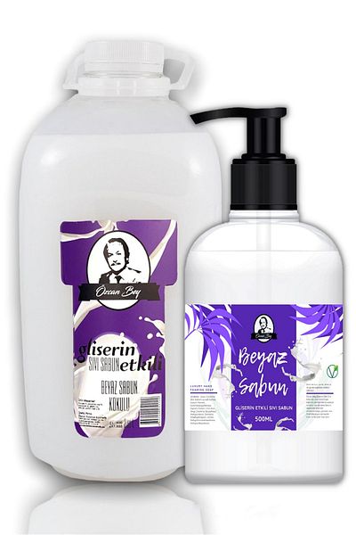 Özcan Bey 2 Liter White Soap Scented Liquid Soap + 500ml White Soap Scented Advantageous Liquid Soap Set