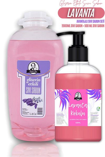 Özcan Bey 2 Liter Lavender Scented Liquid Soap + 500ml Lavender Scented Advantageous Liquid Soap Set