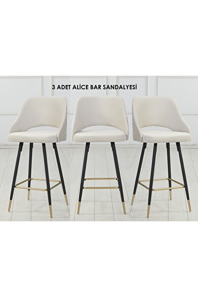 Pİ MOBİLYA 3 Adet Alice Ada Mutfak Ve Bar Sandalyesi - Silinebilir Babyface K...