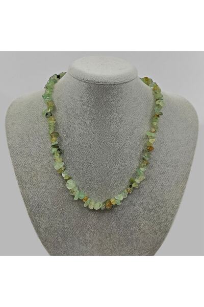 ByKolyeucum قلادة من حجر بريهنيت الأخضر الطبيعي المكسور