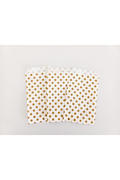 anka design Patterned Paper Bag, White-gold Polka Dot (11X20 - 10 PCS)