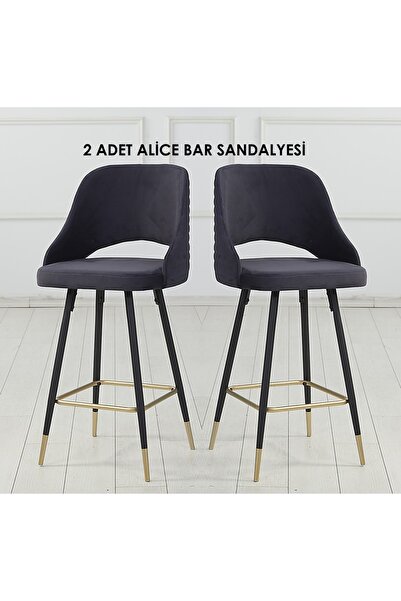 Pİ MOBİLYA 2 Adet Alice Bar Taburesi - Mutfak Sandalyesi - Silinebilir Babyfa...
