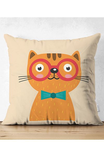 Realhomes Double Sided Colorful Cat Digital Printed Modern Raschel Knitted Pillow Throw Pillow Cover