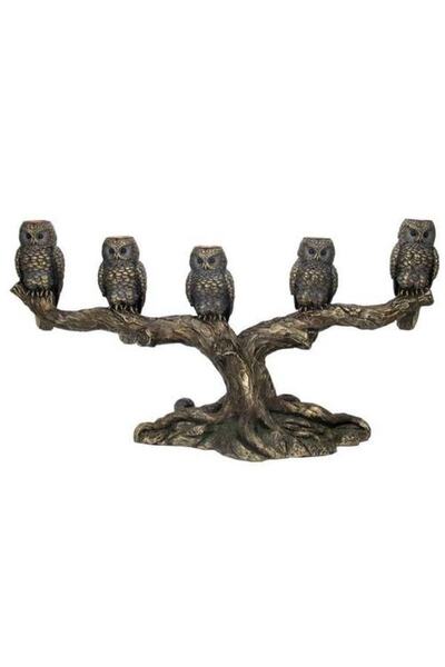 Wise Veronese Serisi – Şamdan 5 Baykuşlu Mumluk 42,5×16,5×22,5 Cm | Dekoratif Obje ve Koleksiyonluk Biblo