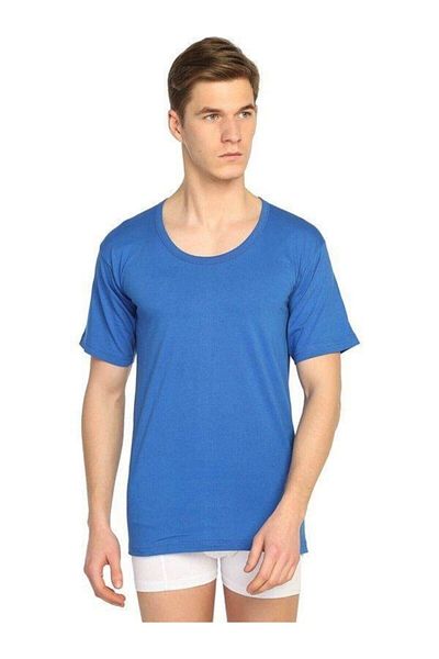 Seher Yıldızı Poky Men's Half Sleeve Bicycle Wide Collar Combed Cotton 6-Piece Undershirt Undershirt