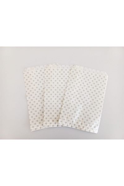 anka design Patterned Paper Bag, White-silver Polka Dots (18x30 - 10 Pieces)