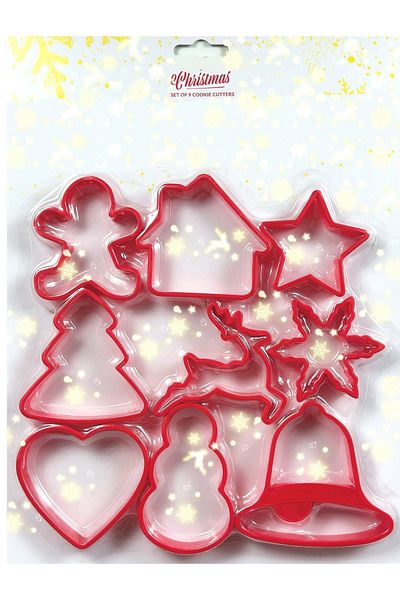 QUEEN AKSESUAR Imported New Year's Model 9 Pieces Large Cookie Mold Set Pine Tree Deer Man Heart Star Mold Shape