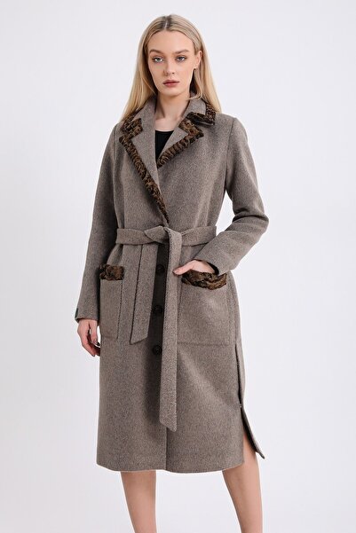 Leather Club Kahve Aksesuarlı  Kaban