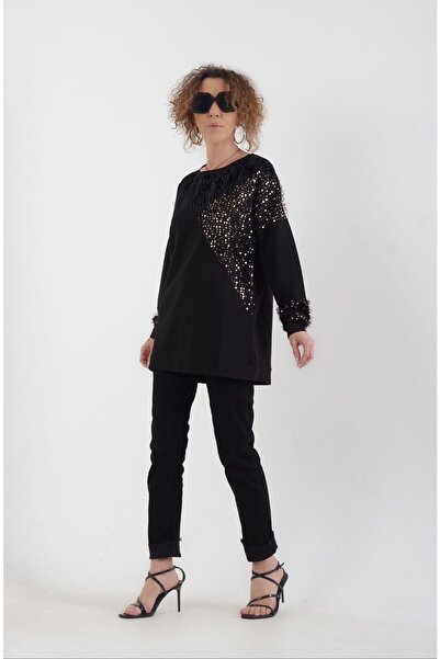 Zelish My Sister Λεπτομερής μπλούζα με βελούδο και πούλιες με δύο κλωστές