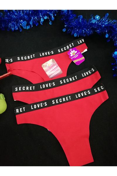 Papatya سراويل داخلية حمراء مكونة من 3 قطع مقطوعة بالليزر من Love Secret