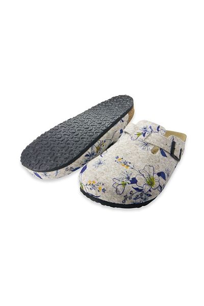 Settimo Single Buckle Flower Printed Felt Orthopedic Mushroom Sabo Slippers Doctor Nurse Slippers