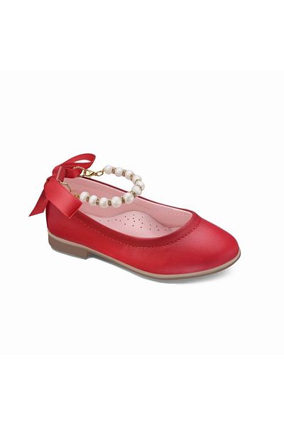 Sanbe 309 V 9501 21-25 Girl's Leather Ballerina Red