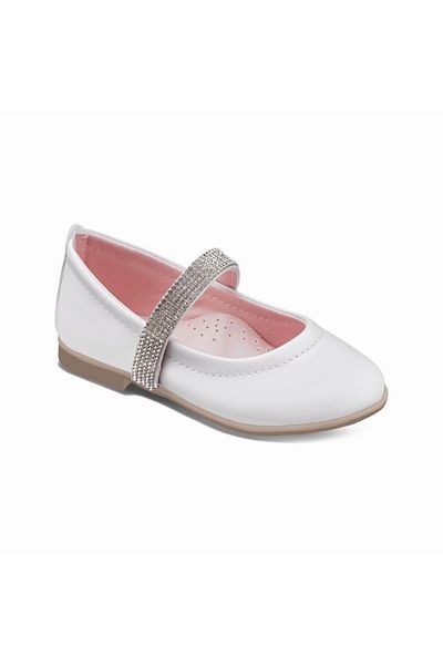 Sanbe 309 V 9502 21-25 Girl's Leather Ballerina White