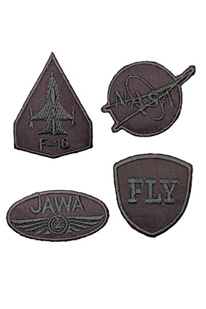 REMSATİC Ütü Ile Yapışan Arma - Patch - Delik Yama Set-2 Modeli Gri (4'lü Set)
