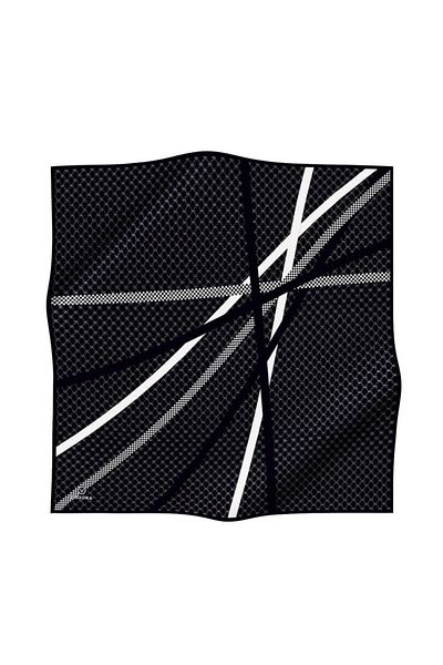 Vissona Γυναικείο Μεταξωτό Κασκόλ Twill Μαύρο - Κρεμ
