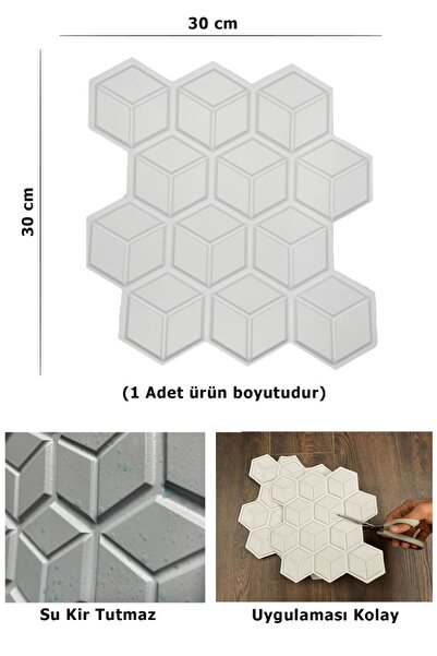 TechnoSmart 1 шт. 30 см x 30 см 3D самоклеюча шпалера для стін, водонепроникна, для кухні та ванної кімнати