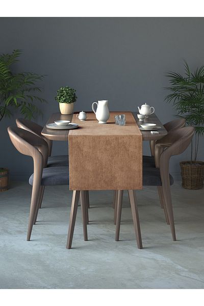 Perle Velvet Textured Brown Daily Series Runner 40 X 140