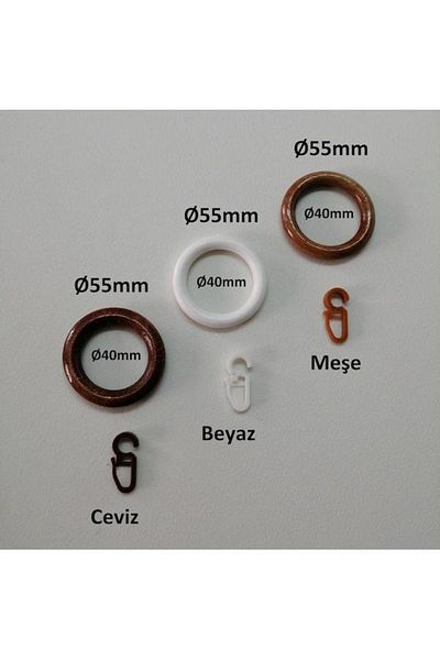 Orlenda Wooden / Plastic Curtain Ring And Plastic Clip For Rustic Pipe