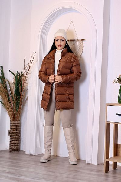 Space Fashion Жени с тен изрязване &Apos; S Puffer с чанта и трансформиращ се
