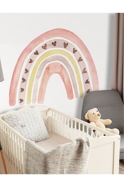Piksel Grafik Heart Pastel Rainbow Kids Room Wall Sticker