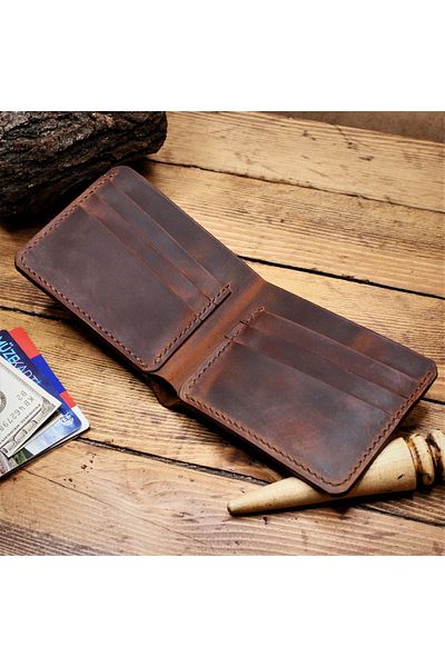 ZDKLEATHER Genuine Leather Laurel Classic Wallet - Handmade