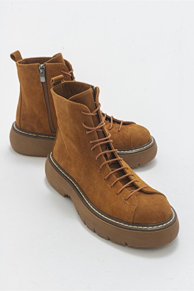 LuviShoes Joı Dark Tan Suede Γυναικείες Μπότες