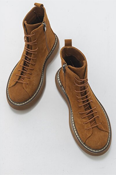 LuviShoes Joı Dark Tan Suede Γυναικείες Μπότες