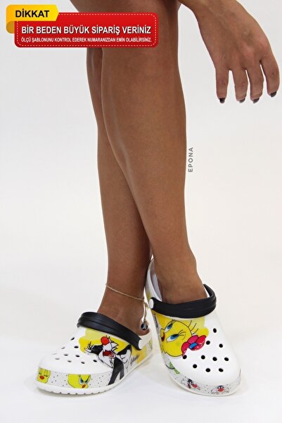 sepona Tweety Sylvester Daily Epona Papuci de damă pentru plajă, piscină, talpă anti-alunecare, asistentă medicală