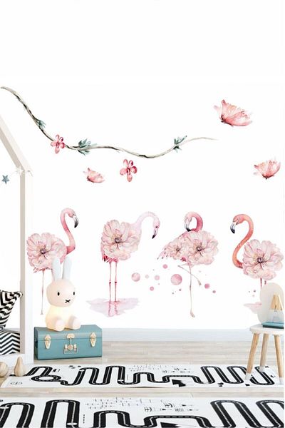 Piksel Grafik Flamingos Wall Sticker
