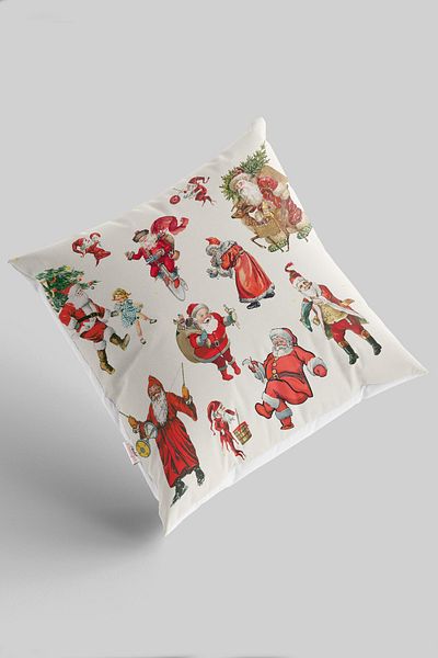 menesahome Santa Claus Christmas Patterned Red Throw Pillow Case Christmas Christmas Deer 43x43 Cm